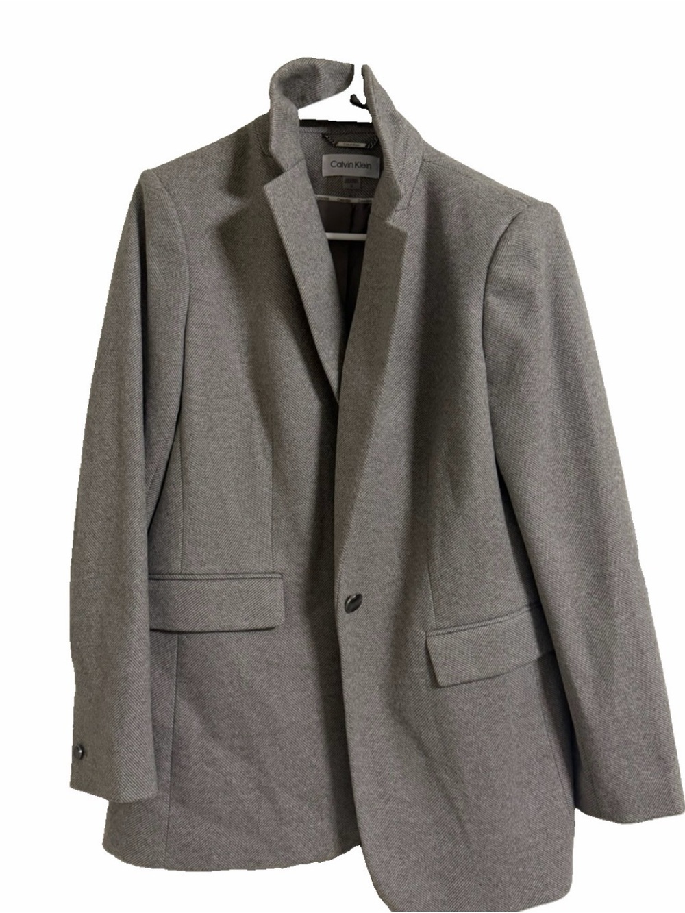 Calvin Klein womens Gray Single-Button Notch Lapel Blazer 12